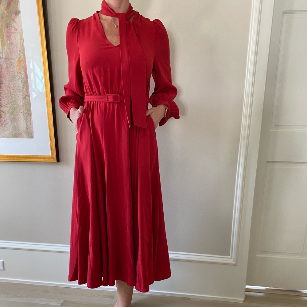 Co. Red crepe belted mini dress